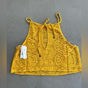 NWT Sunshine 79 Crochet Crop Cover-Up • Size L • Beach & Festival Top